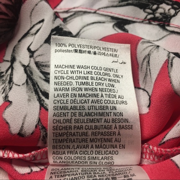 Alfani Floral Print 1/2 Zip V Neck Top PM Medium Petite White Pink Black FLAWS - Picture 3 of 8